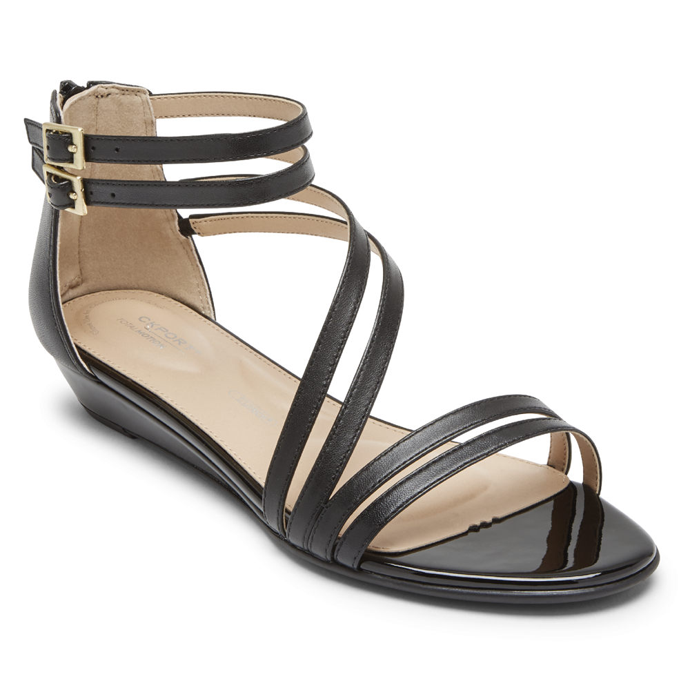 Rockport Singapore Womens Sandals - Total Motion Zandra Asymmetrical Black - UO6150378